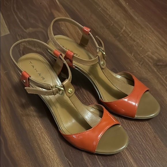 Tahari Women's Orange and Tan Sandals size 6.5 - Picture 1 of 7